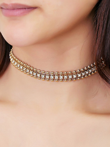 Buy OOMPH Gold-Toned Stone-Studded 