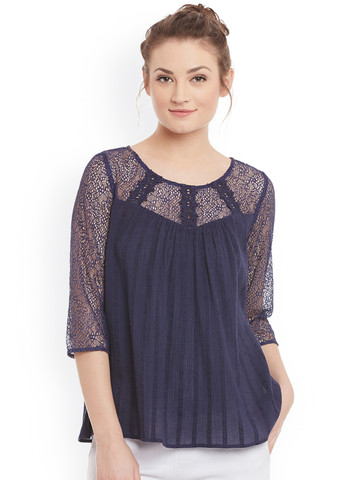 SCOUP Women Blue Lace Top