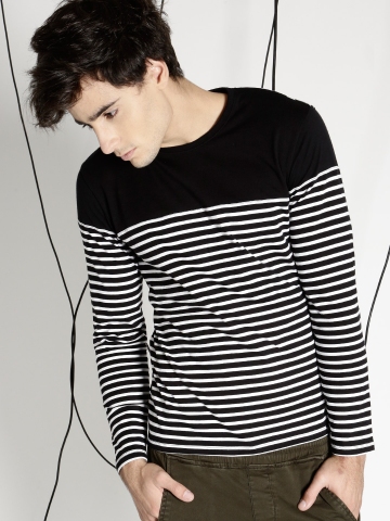 black and white striped t shirt mens