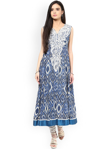 Shakumbhari Women Blue Embroidered Anarkali Kurta