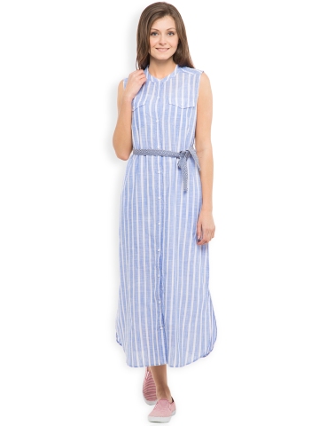 tokyo talkies women navy blue printed shirt dress