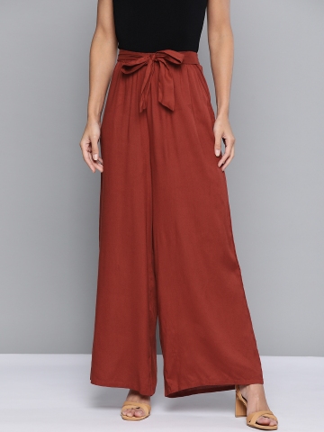 MAGRE Bottoms Pants and Trousers  Buy Magre Maroon Wide Leg Pleated Pants  Online  Nykaa Fashion