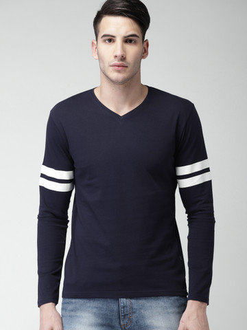 OFF on HIGHLANDER Men Navy Solid V-Neck 