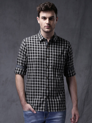 OFF on WROGN Men Black \u0026 White Slim Fit 