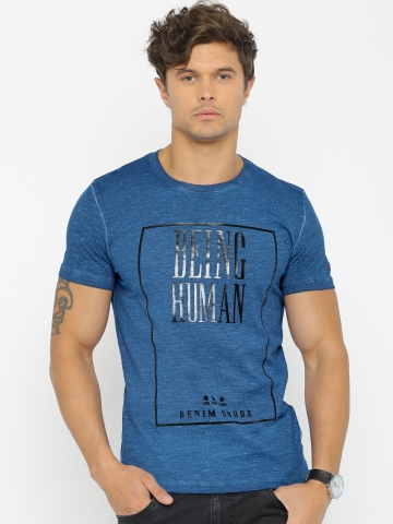 Buy Being Human Clothing Men Blue Printed T-shirt on Myntra