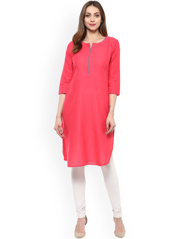 Libas Women Pink Solid A-Line Kurta