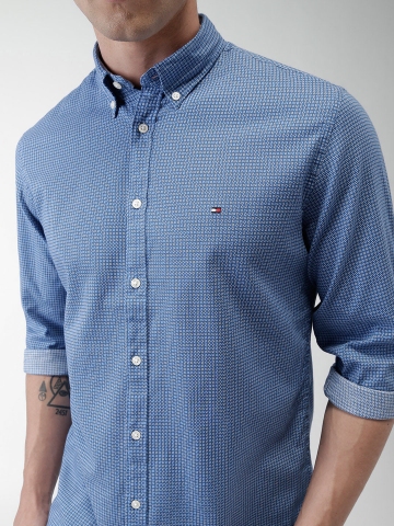 TOMMY HILFIGER Men Striped Casual Dark Blue Shirt - Buy TOMMY HILFIGER Men  Striped Casual Dark Blue Shirt Online at Best Prices in India