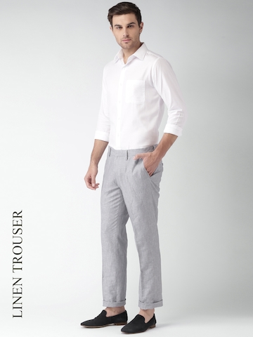 Stylish Cotton Blend Brown Solid Slim Fit Formal Pant For Men