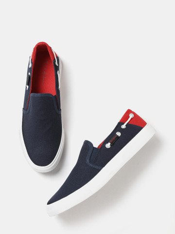 Mast & Harbour Men Navy Solid Slip-On Sneakers
