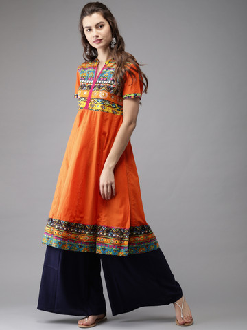 Moda Rapido Women Orange Printed Anarkali Kurta