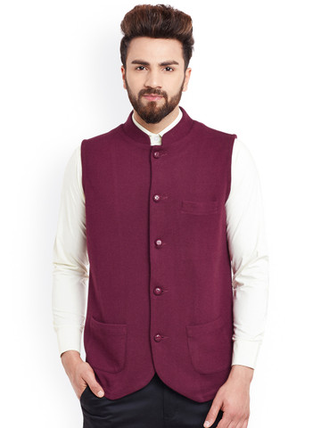 Hypernation Maroon Nehru Jacket