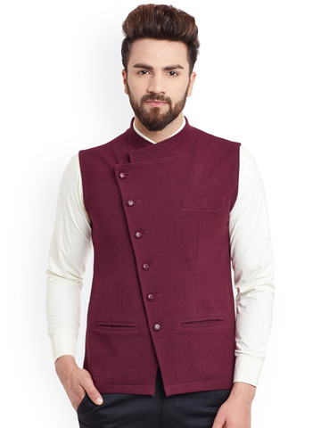 Hypernation Maroon Nehru Jacket