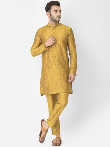 60% OFF on DEYANN Men Yellow Solid Kurta with Pyjamas 60% OFF on DEYANN Men Yellow Solid Kurta with Pyjamas