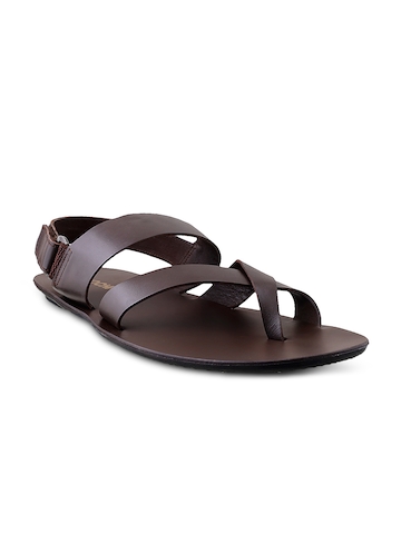 Buy Mochi Men Brown Leather Sandals on 