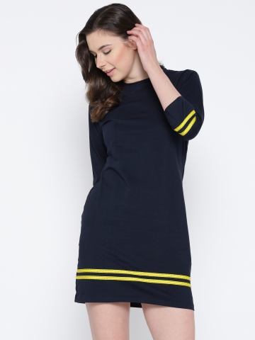 navy blue striped t shirt dress