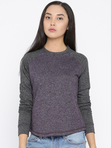 Roadster Women Purple Solid Sweatshirt