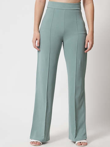 Kotty Women Green Relaxed Straight Fit High-Rise Easy Wash Trousers