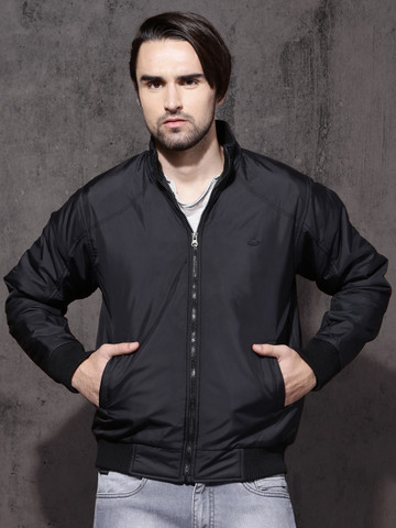 Roadster Men Black Solid Bomber