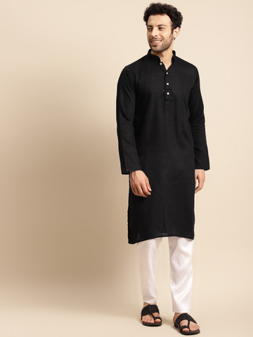 RAJUBHAI HARGOVINDAS Men Black Pastels Kurta RAJUBHAI HARGOVINDAS Men Black Pastels Kurta