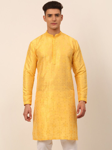 60% OFF on Jompers Men Yellow Thread Work Kurta 60% OFF on Jompers Men Yellow Thread Work Kurta
