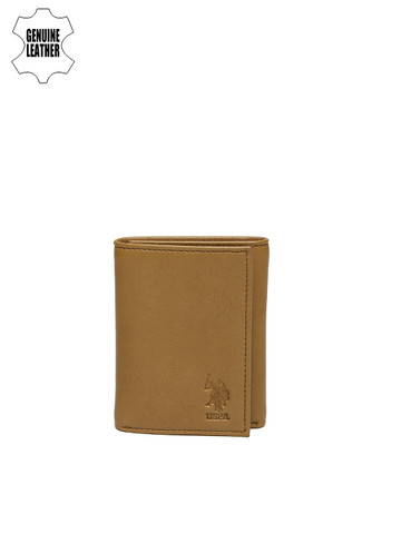 U.S. Polo Assn. Men Brown Genuine Leather Three Fold Wallet