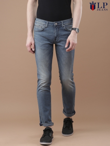 50% OFF on Louis Philippe Jeans Men Blue Matt Slim Fit Low-Rise