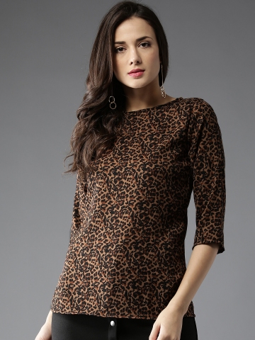 Buy HERE&NOW Women Brown Animal Print Top on Myntra Buy HERE&NOW Women Brown Animal Print Top on Myntra