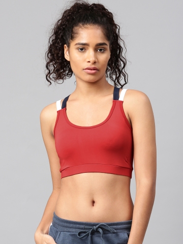 Buy HRX by Hrithik Roshan Red Solid Non-Wired Lightly Padded Sports Bra on  Myntra