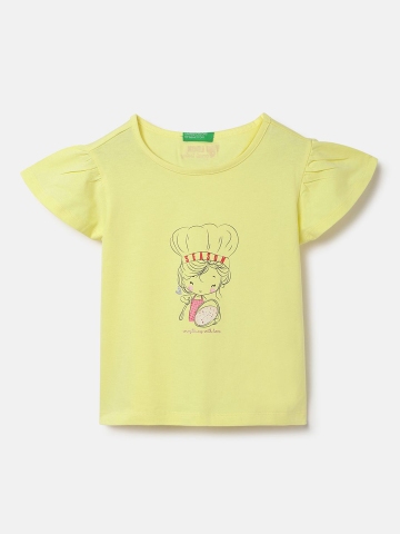 United Colors of Benetton Girls Typography Printed Pure Cotton T-shirt