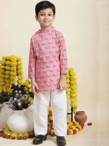 Cutiekins Boys Ethnic Motifs Printed Pure Cotton Kurta with Pyjamas