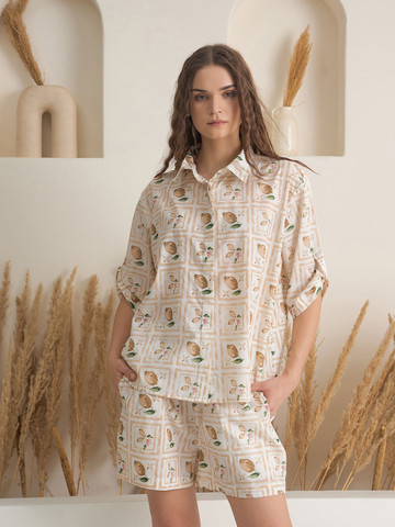 SANSKRUTIHOMES Women Graphic Printed Pure Cotton Shirt Shorts Night suit