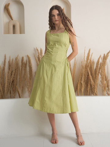 SANSKRUTIHOMES Tie-Ups Detail Cotton A-Line Dress