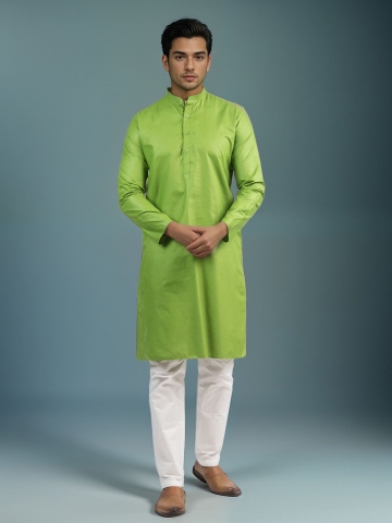 DEVOILER Band Collar Pure Cotton Straight Kurta
