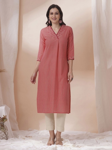 KAMI KUBI Women checkered Kurta