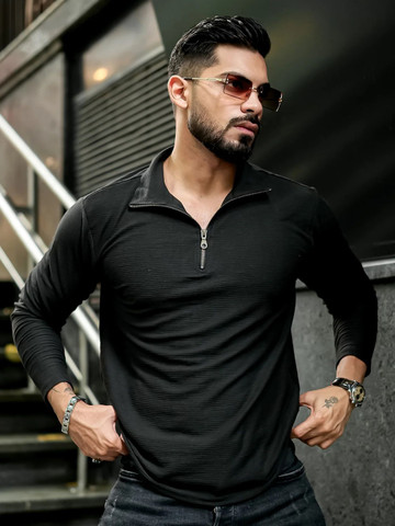 Kasendra Men Solid Polo Collar Cotton T-shirt