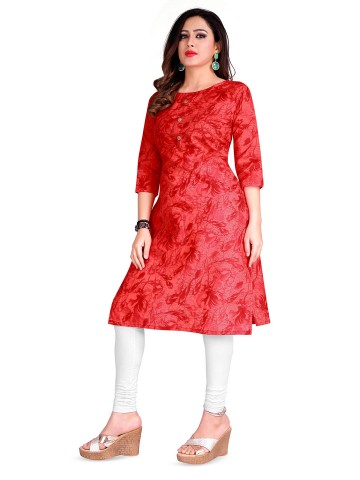 KETAKI FASHION Floral Printed Round Neck Straight Pure Cotton Kurta