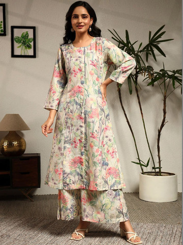 LERIYA FASHION Women Floral Printed Regular Kurta with Palazzos