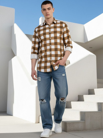 XENOR Men Buffalo Checks Checked Casual Shirt