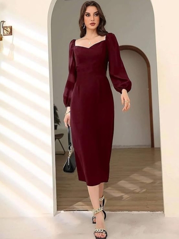 ROSERY PARIS Puff Sleeve A-Line Dress