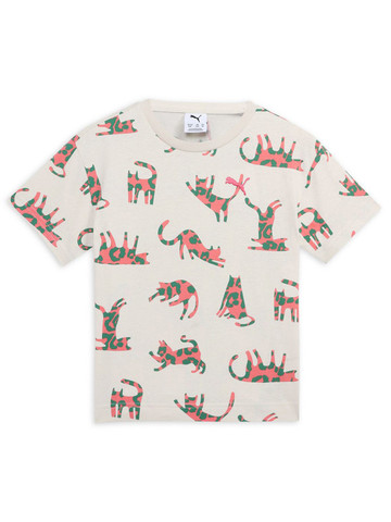 Puma Cats Club Kids Printed Pure Cotton Relaxed Fit Short Sleeve T-Shirt