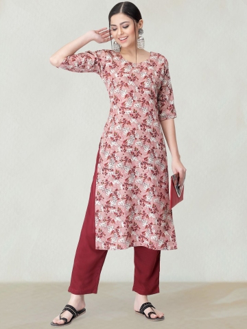 Moda Rapido Floral Printed Round Neck Straight Kurta