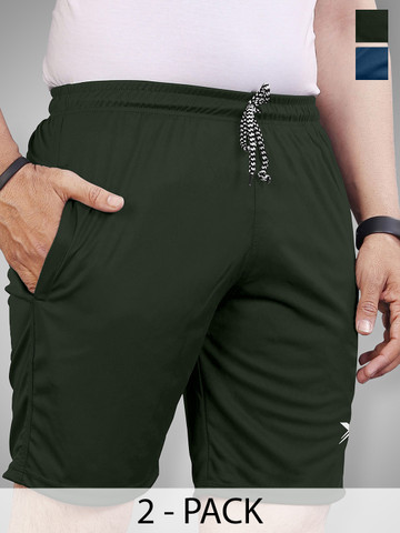 FTX Pack of 2 Men Solid Mid Rise Sports Shorts