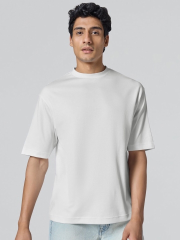 XYXX Men Solid Round Neck Cotton Oversized T-shirt