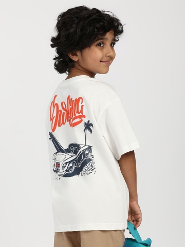 Nauti Nati Boys Antimicrobial Graphic Printed Round Neck Cotton Relaxed Fit T-shirt