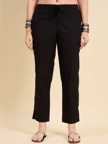 KLOSIA Straight-Fit Mid-Rise Cotton Trouser
