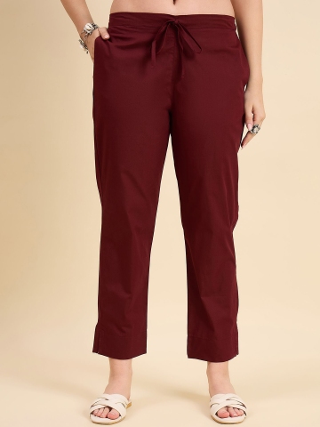 KLOSIA Straight-Fit Mid-Rise Cotton Trouser