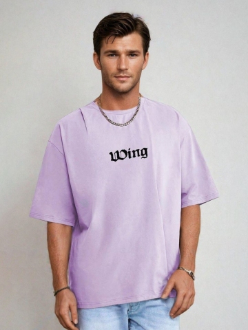 Stylecast X Kotty Lavender Coloured & Black Typography Printed T-shirt