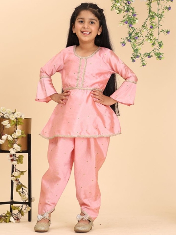 Cutiekins Girls Empire Gotta Patti Kurta with Dhoti Pants