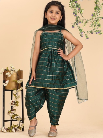 Cutiekins Girls Regular Gotta Patti Kurta with Dhoti Pants