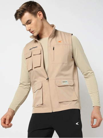 Performax Men Sleeveless High Neck Outdoor Track Jacket